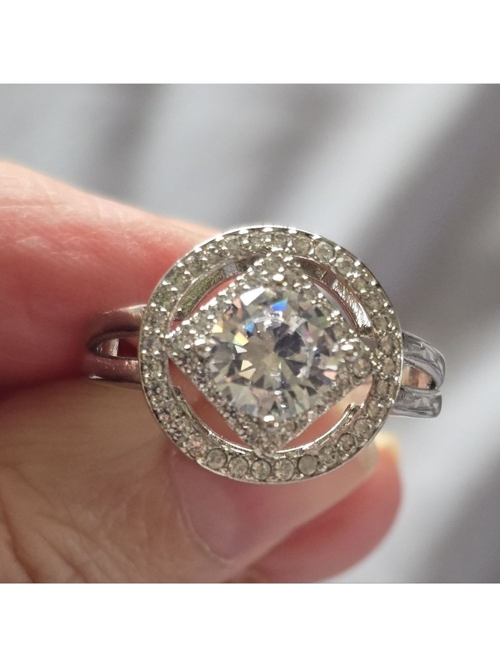 Dazzling Silver Halo Ring